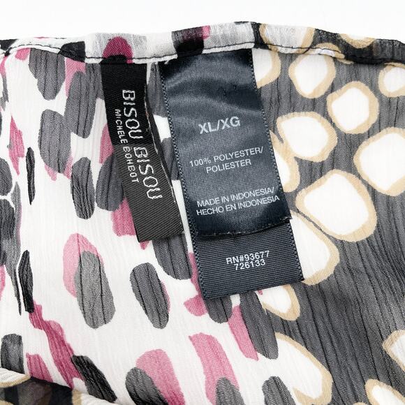 Bisou Bisou Women Tunic Top Poncho Size XLarge Animal Print Sheer Mob Wife Flowy - Picture 6 of 8